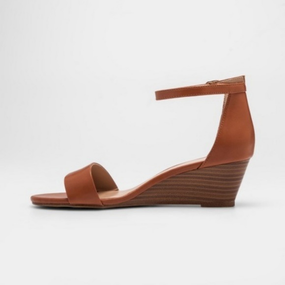 Cognac Wilda Wedge Sandals - Picture 2 of 2